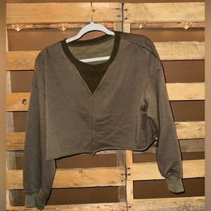 Army green cropped long sleeve